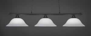 Oxford 3 Light Billiard Light Shown In Matte Black Finish With 16" White Linen Glass