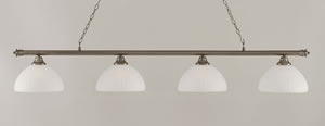 Oxford 4 Light Billiard Light Shown In Brushed Nickel Finish With 14" Alabaster Pumpkin Glass