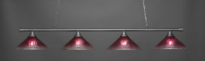 Oxford 4 Light Billiard Light Shown In Brushed Nickel Finish With 16" Wine Crystal Glass