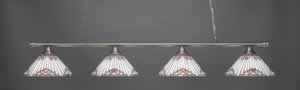 Oxford 4 Light Billiard Light Shown In Brushed Nickel Finish With 15" Purple Sunray Tiffany Glass