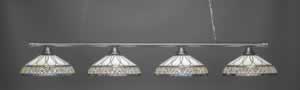 Oxford 4 Light Billiard Light Shown In Brushed Nickel Finish With 16" Royal Merlot Tiffany Glass