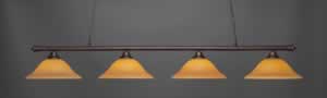 Oxford 4 Light Billiard Light Shown In Bronze Finish With 16" Cayenne Linen Glass