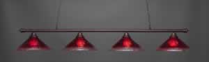 Oxford 4 Light Billiard Light Shown In Bronze Finish With 16" Raspberry Crystal Glass