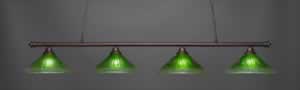 Oxford 4 Light Billiard Light Shown In Bronze Finish With 16" Kiwi Green Crystal Glass