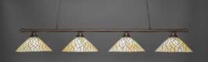 Oxford 4 Light Bar Shown In Bronze Finish With 16" Sandhill Tiffany Glass