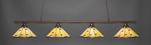 Oxford 4 Light Billiard Light Shown In Bronze Finish With 16" Autumn Leaves Tiffany Glass