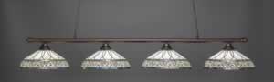 Oxford 4 Light Billiard Light Shown In Bronze Finish With 16" Royal Merlot Tiffany Glass