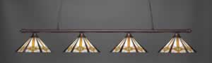 Oxford 4 Light Billiard Light Shown In Bronze Finish With 16" Hampton Tiffany Glass