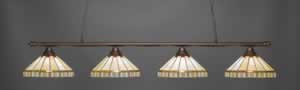 Oxford 4 Light Billiard Light Shown In Bronze Finish With 15" Honey & Brown Mission Tiffany Glass