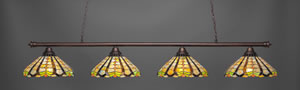 Oxford 4 Light Billiard Light Shown In Bronze Finish With 15" Paradise Tiffany Glass