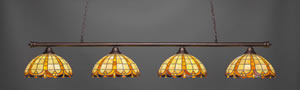 Oxford 4 Light Billiard Light Shown In Bronze Finish With 14.5" Butterscotch Tiffany Glass