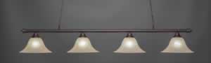 Oxford 4 Light Billiard Light Shown In Dark Granite Finish With 14" Amber Marble Glass