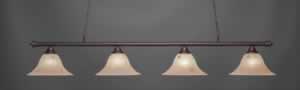 Oxford 4 Light Billiard Light Shown In Dark Granite Finish With 14" Italian Marble Glass