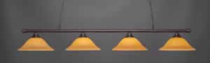 Oxford 4 Light Billiard Light Shown In Dark Granite Finish With 16" Cayenne Linen Glass