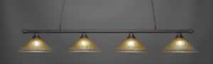 Oxford 4 Light Billiard Light Shown In Dark Granite Finish With 16" Amber Crystal Glass