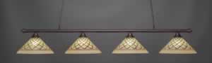 Oxford 4 Light Billiard Light Shown In Dark Granite Finish With 16" Chocolate Icing Glass