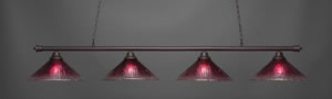 Oxford 4 Light Billiard Light Shown In Dark Granite Finish With 16" Wine Crystal Glass