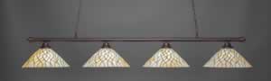 Oxford 4 Light Bar Shown In Dark Granite Finish With 16" Sandhill Tiffany Glass