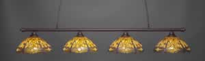 Oxford 4 Light Billiard Light Shown In Dark Granite Finish With 16" Amber Dragonfly Tiffany Glass