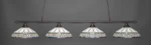 Oxford 4 Light Billiard Light Shown In Dark Granite Finish With 16" Royal Merlot Tiffany Glass