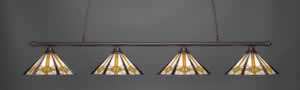 Oxford 4 Light Billiard Light Shown In Dark Granite Finish With 16" Hampton Tiffany Glass