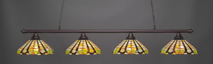 Oxford 4 Light Billiard Light Shown In Dark Granite Finish With 15" Paradise Tiffany Glass