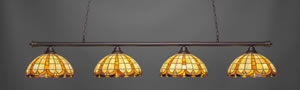 Oxford 4 Light Billiard Light Shown In Dark Granite Finish With 14.5" Butterscotch Tiffany Glass