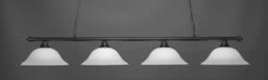 Oxford 4 Light Bar Shown In Matte Black Finish With 16" White Linen Glass