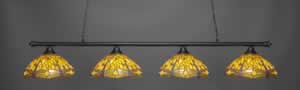 Oxford 4 Light Bar Shown In Matte Black Finish With 16" Amber Dragonfly Tiffany Glass