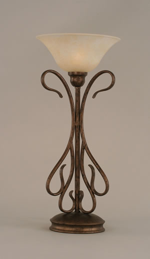 Swan Table Lamp Shown In Bronze Finish With 10" Amber Marble Glass