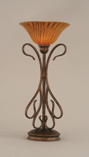 Swan Table Lamp Shown In Bronze Finish With 10" Tiger Glass