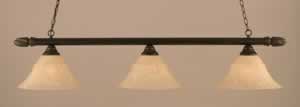 Round 3 Light Billiard Light Shown In Dark Granite Finish With 14" Italian Marble Glass