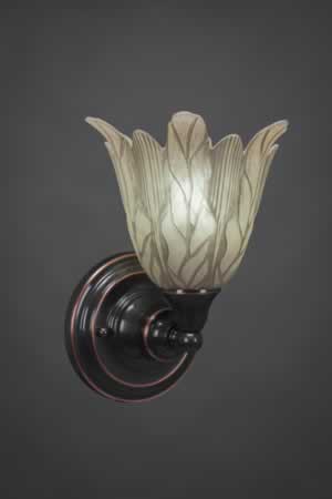 Wall Sconce Shown In Black Copper Finish With 7" Vanilla Leaf Glass