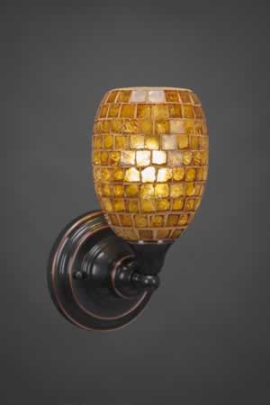 Wall Sconce Shown In Black Copper Finish With 5" Copper Mosaic Glass