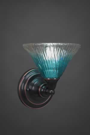 Wall Sconce Shown In Black Copper Finish With 7" Teal Crystal Glass