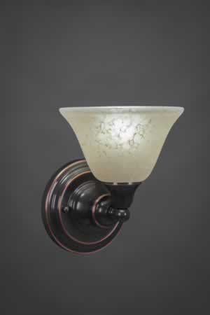 Wall Sconce Shown In Black Copper Finish With 7" Amber Marble Glass