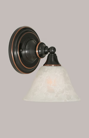Wall Sconce Shown In Black Copper Finish With 7" White Marble Glass