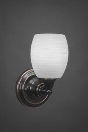 Wall Sconce Shown In Black Copper Finish With 5" White Linen Glass