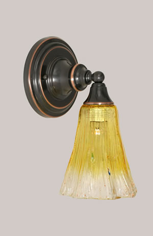 Wall Sconce Shown In Black Copper Finish With 5.5" Gold Champagne Crystal Glass