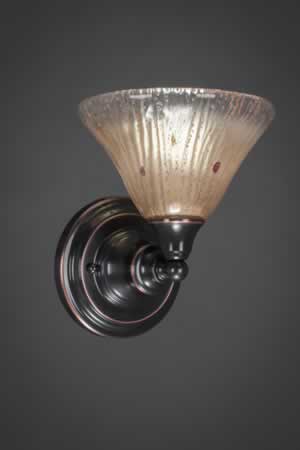 Wall Sconce Shown In Black Copper Finish With 7" Amber Crystal Glass