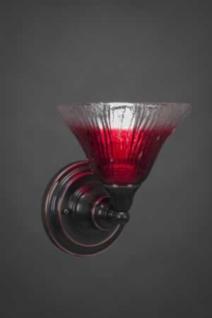Wall Sconce Shown In Black Copper Finish With 7" Raspberry Crystal Glass