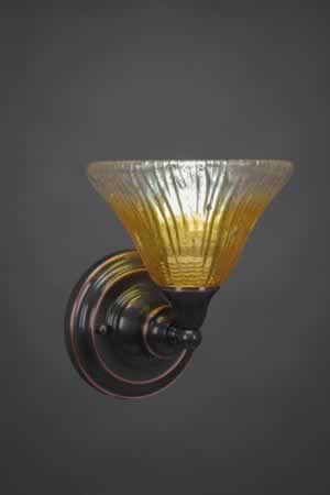 Wall Sconce Shown In Black Copper Finish With 7" Gold Champagne Crystal Glass