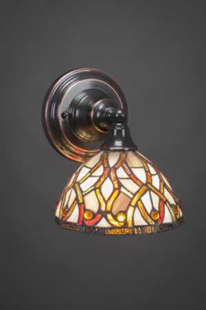 Wall Sconce Shown In Black Copper Finish With 7" Persian Nites Tiffany Glass