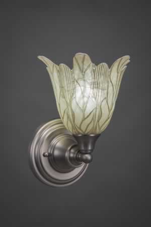 Wall Sconce Shown In Brushed Nickel Finish With 7" Vanilla Leaf Glass