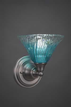 Wall Sconce Shown In Brushed Nickel Finish With 7" Teal Crystal Glass