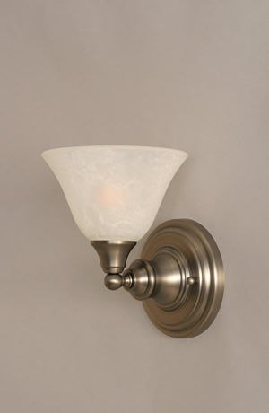 Wall Sconce Shown In Brushed Nickel Finish With 7" White Marble Glass
