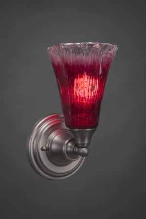 Wall Sconce Shown In Brushed Nickel Finish With 5.5" Raspberry Crystal Glass