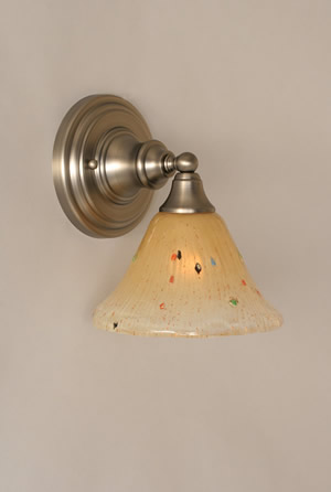 Wall Sconce Shown In Brushed Nickel Finish With 7" Amber Crystal Glass