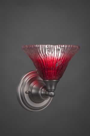 Wall Sconce Shown In Brushed Nickel Finish With 7" Raspberry Crystal Glass