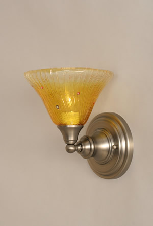 Wall Sconce Shown In Brushed Nickel Finish With 7" Gold Champagne Crystal Glass